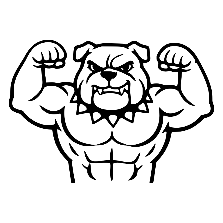 Bulldog With Spiked Collar Flexing And Showing Fangs — free animal SVG cut file