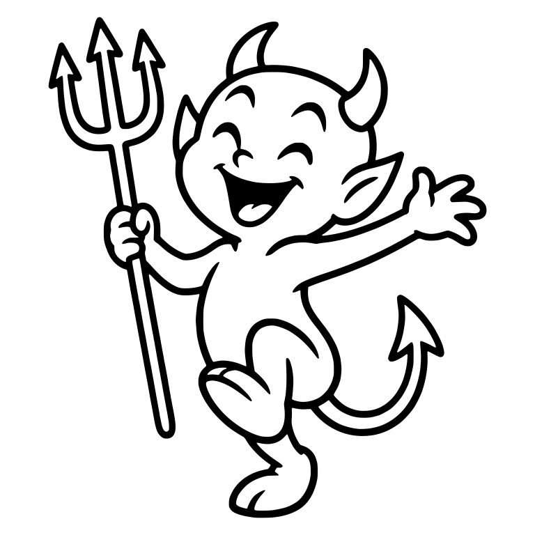 Retro Devil Dancing and Laughing With Pitchfork — free fantasy-creature SVG cut file