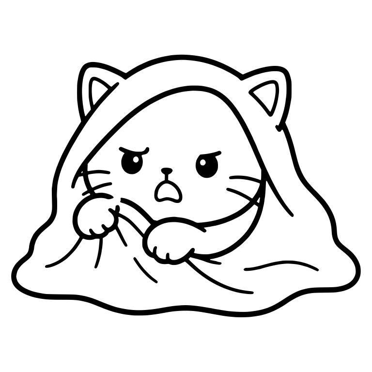 Upset Kitten in a Blanket Hood Gripping the Edge — free animal SVG cut file