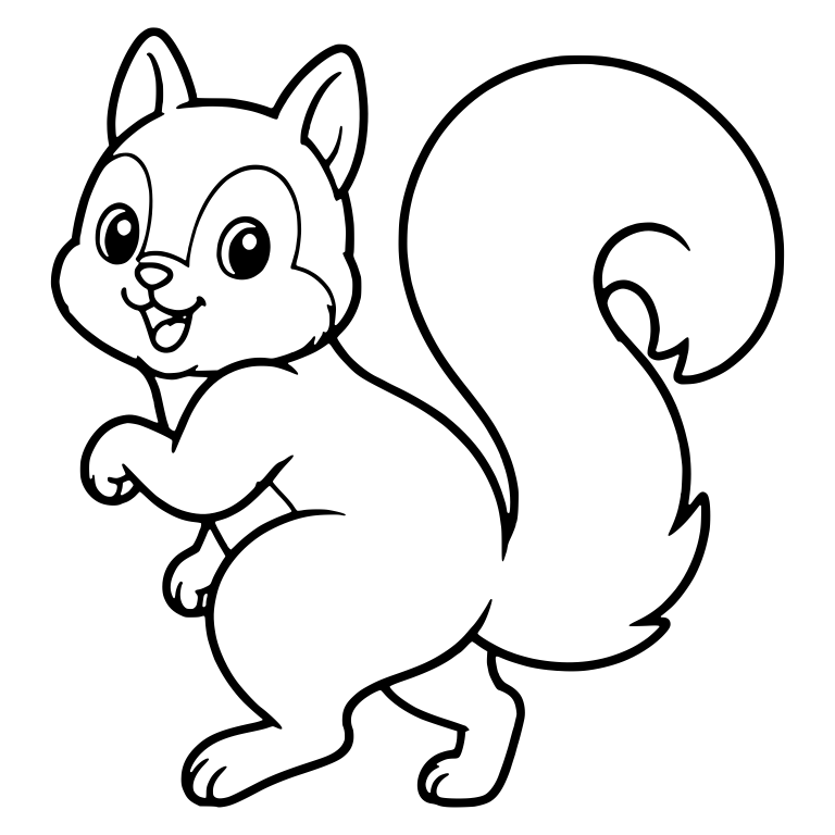 Squirrel On Hind Legs With Huge Curled Tail — free animal SVG cut file