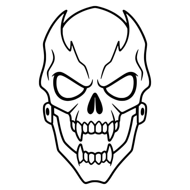 Fanged Skull Mask With Pointed Brow Ridges and Open Jaw — free skeleton SVG cut file