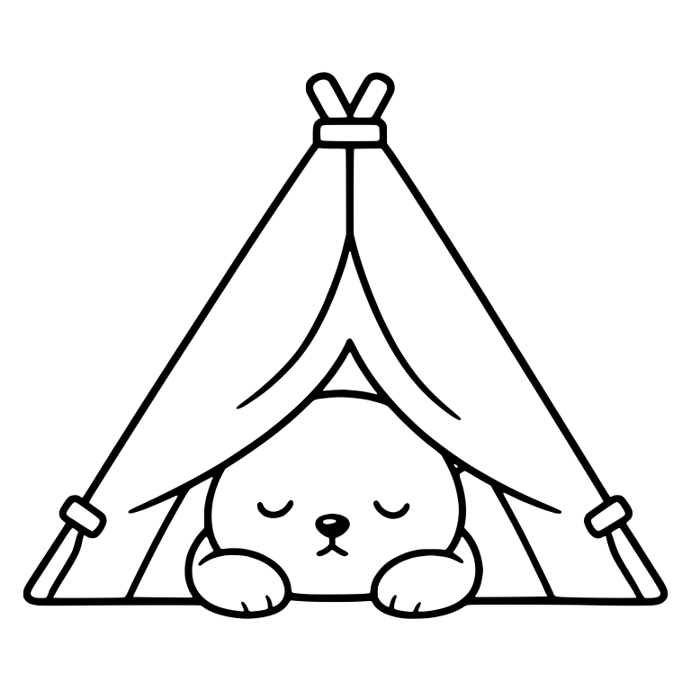 Sleepy Bear Under Teepee Flaps with Paws Out — free animal SVG cut file