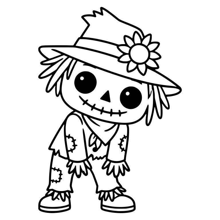 Scarecrow With Sunflower on Hat and Bandana — free characters SVG cut file