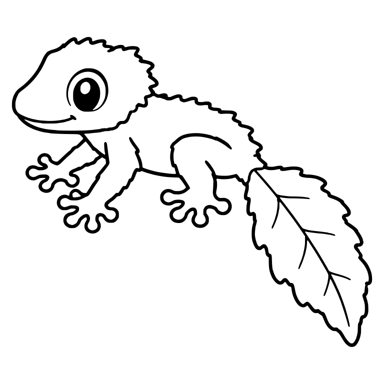 Side View Leaf Tailed Gecko with Large Veined Leaf Tail — free animal SVG cut file