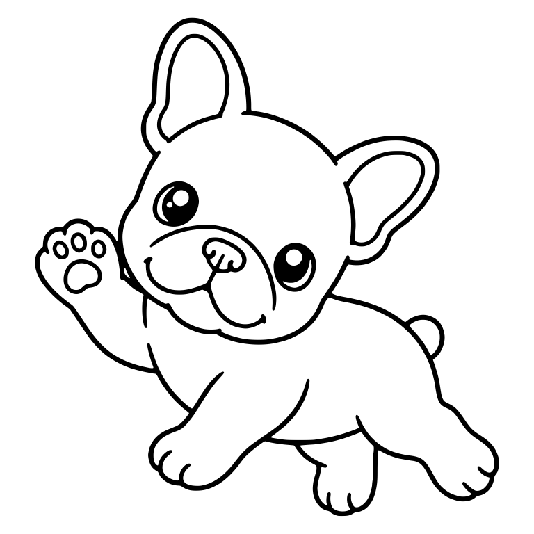 Waving French Bulldog Puppy With Raised Paw — free animal SVG cut file