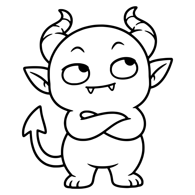 Eye Rolling Demon with Curved Horns and Crossed Arms — free fantasy-creature SVG cut file