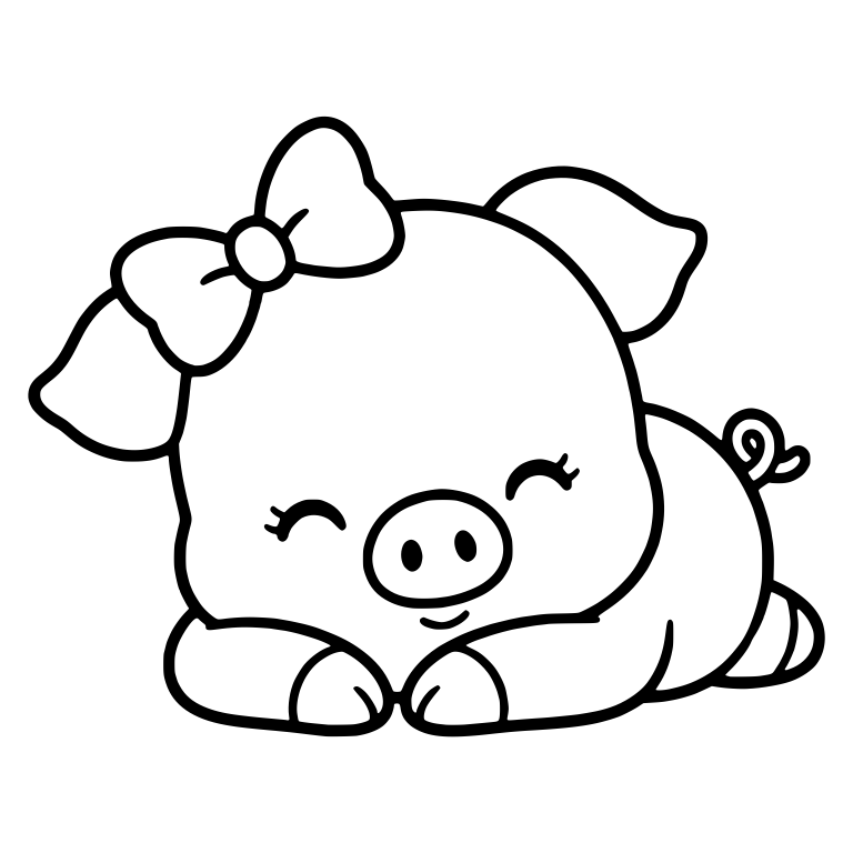 Piglet With Bow Resting Chin on Hooves — free animal SVG cut file
