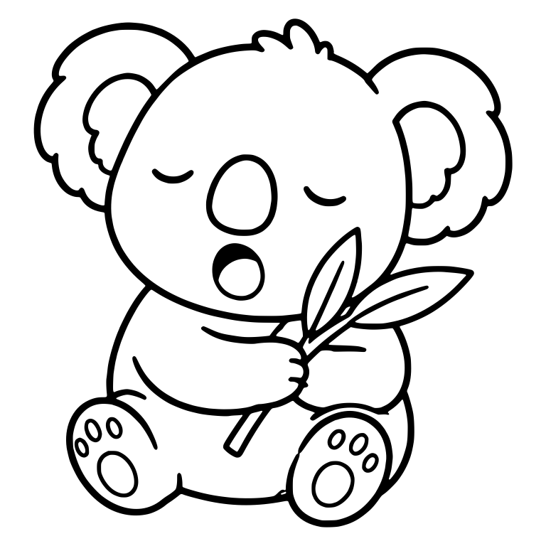 Sleepy Koala Hugging Eucalyptus Branch While Yawning — free animal SVG cut file