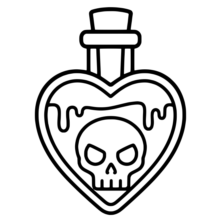Heart Shaped Poison Bottle With Angry Skull — free objects SVG cut file