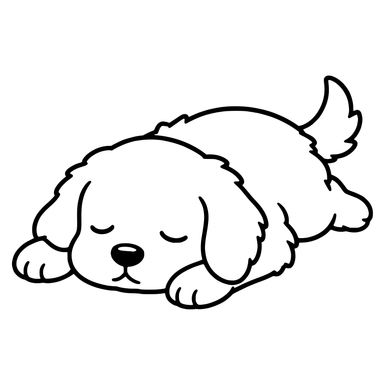 Sleeping Golden Retriever Puppy With Tail Curled Up — free animal SVG cut file