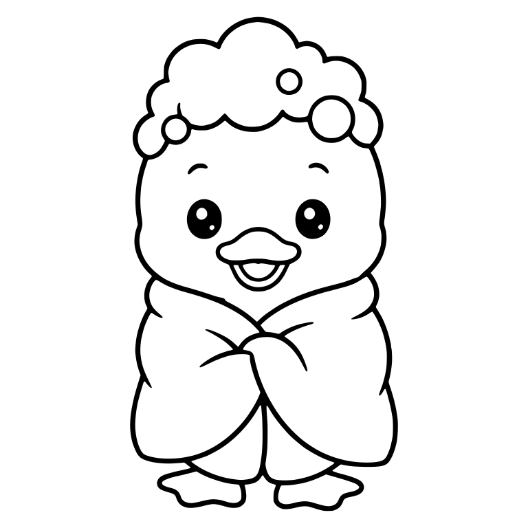 Duckling Wrapped in Towel With Foam on Head — free animal SVG cut file