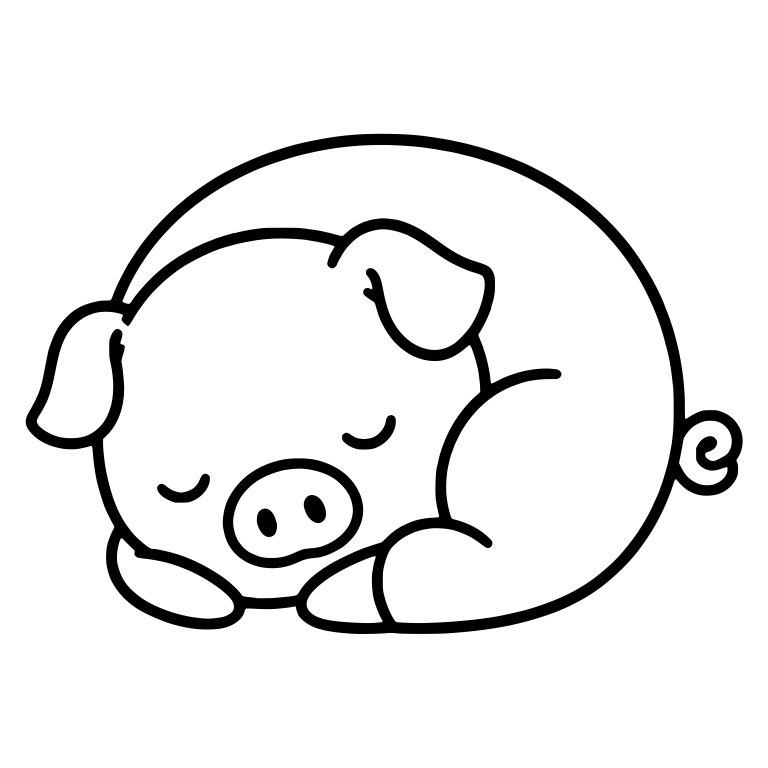 Pig Curled Into a Round Ball Sleeping — free animal SVG cut file