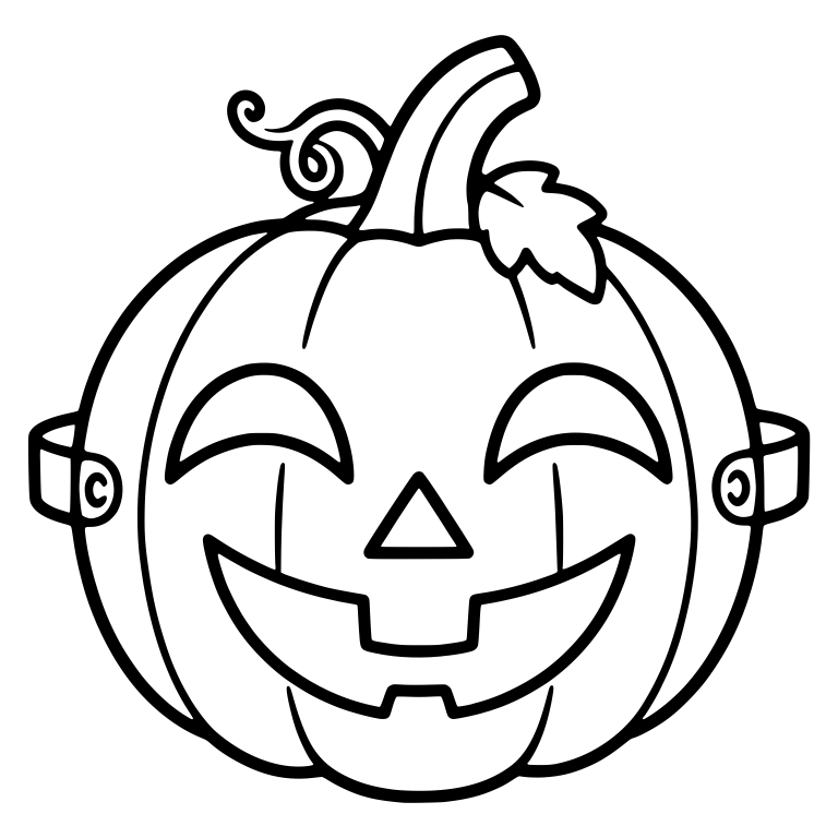 Happy Jack-o-Lantern Mask With Curly Vine And Leaf — free holiday SVG cut file