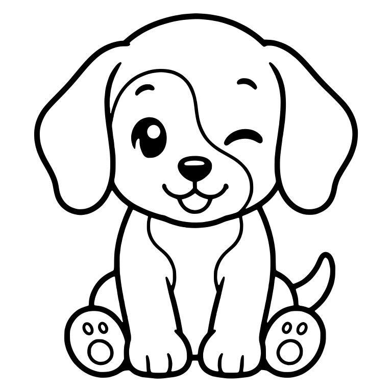 Sitting Beagle Puppy Winking With Paw Pad Soles Showing — free animal SVG cut file