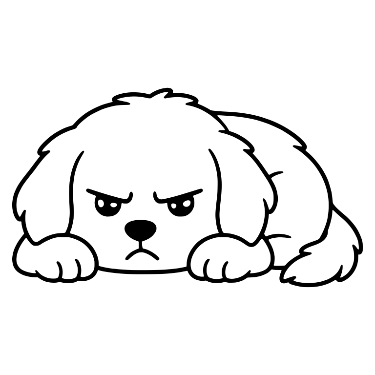Grumpy Golden Retriever Puppy Lying Down — free animal SVG cut file