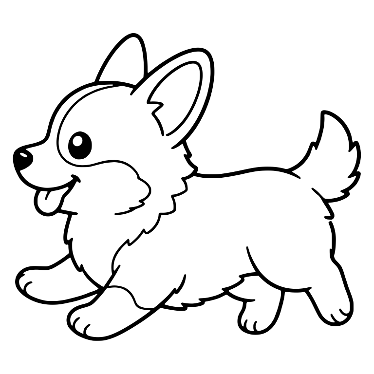 Trotting Corgi in Profile With Tongue Out — free animal SVG cut file