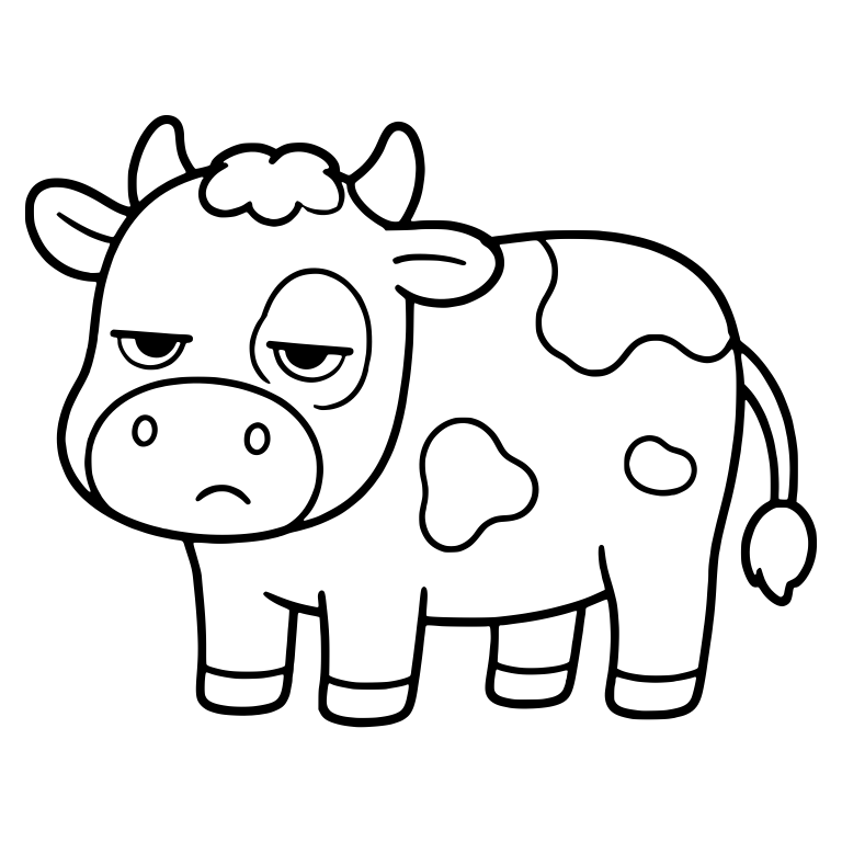 Sleepy Grumpy Cow Standing With Droopy Eyes — free animal SVG cut file