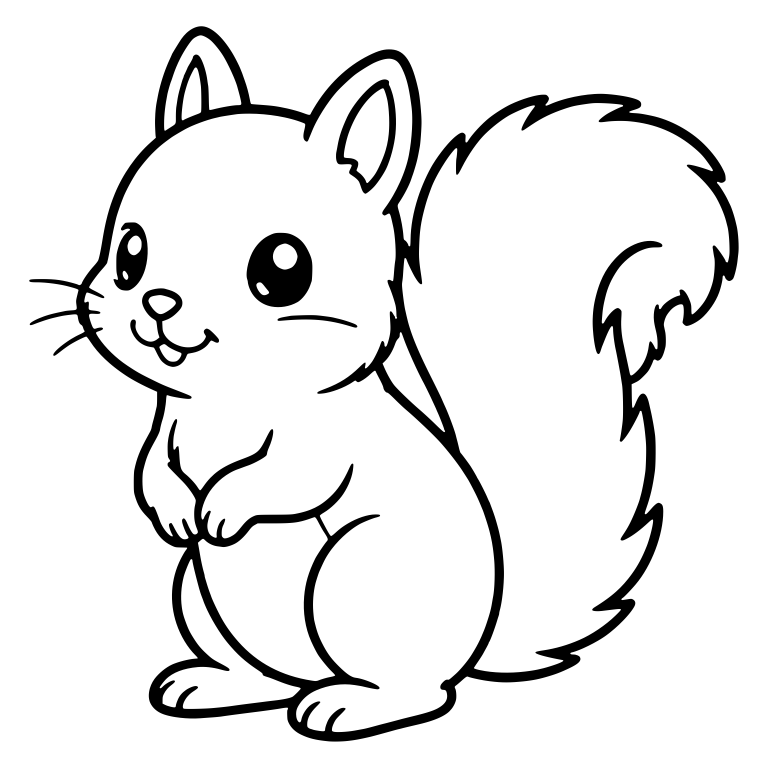 Sitting Squirrel With Paws Together and Big Curved Tail — free animal SVG cut file