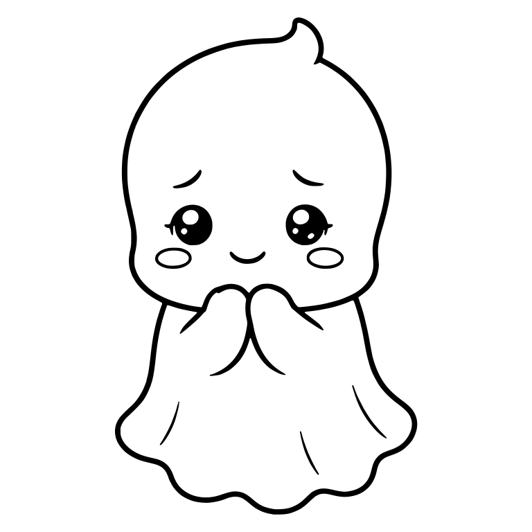 Shy Ghost Child With Head Curl and Clasped Hands — free fantasy-creature SVG cut file