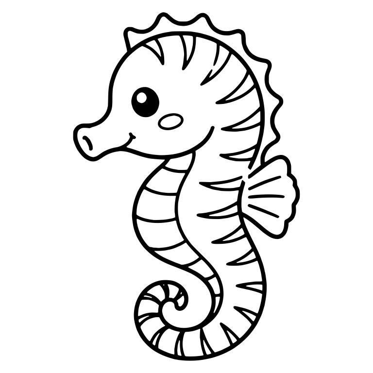 Striped Back Seahorse With Oval Cheek and Wavy Crest — free animal SVG cut file