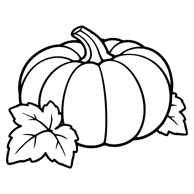 Squat Pumpkin With Large Leaf at Left Front — free floral SVG cut file