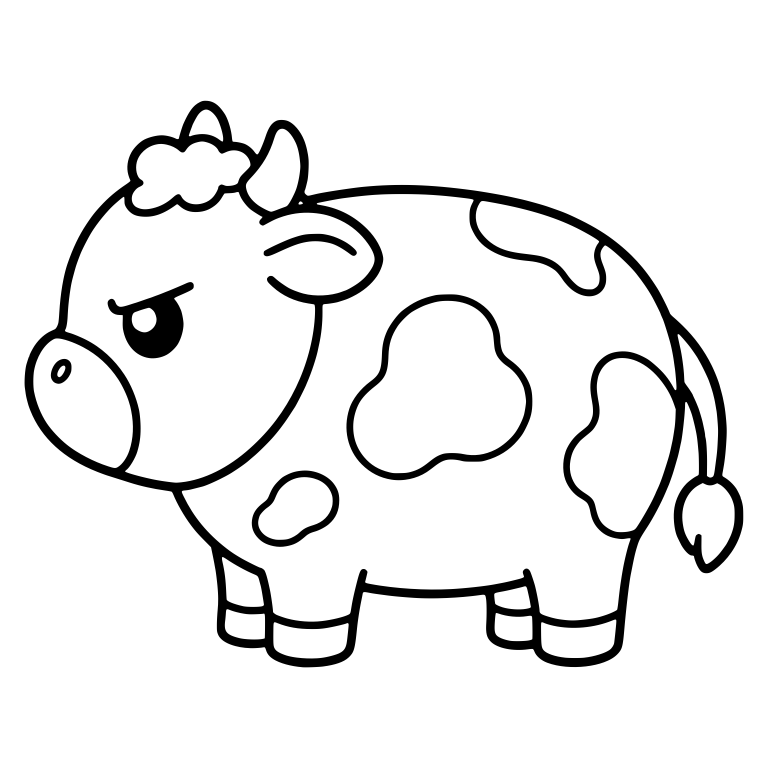 Chubby Spotted Cow Scowling In Side View — free animal SVG cut file