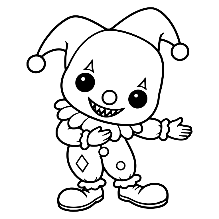 Spooky Clown in Jester Hat With Sharp-Toothed Grin — free characters SVG cut file