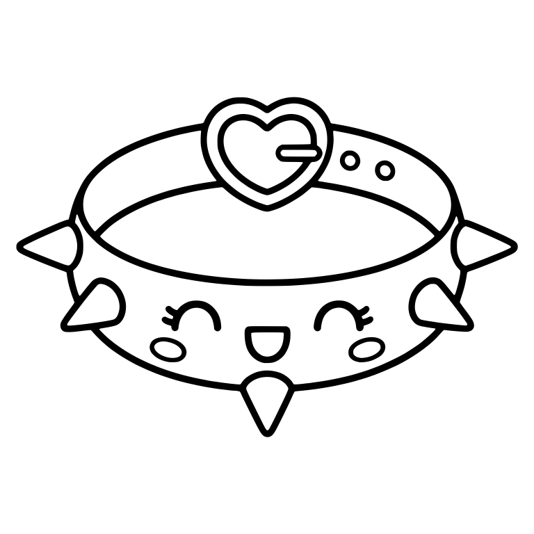 Spiked Collar With Heart Buckle And Happy Closed Eyes — free objects SVG cut file