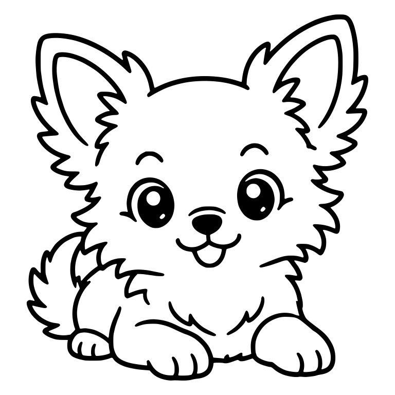 Longhair Chihuahua Puppy Lying Down With Tongue Out — free animal SVG cut file