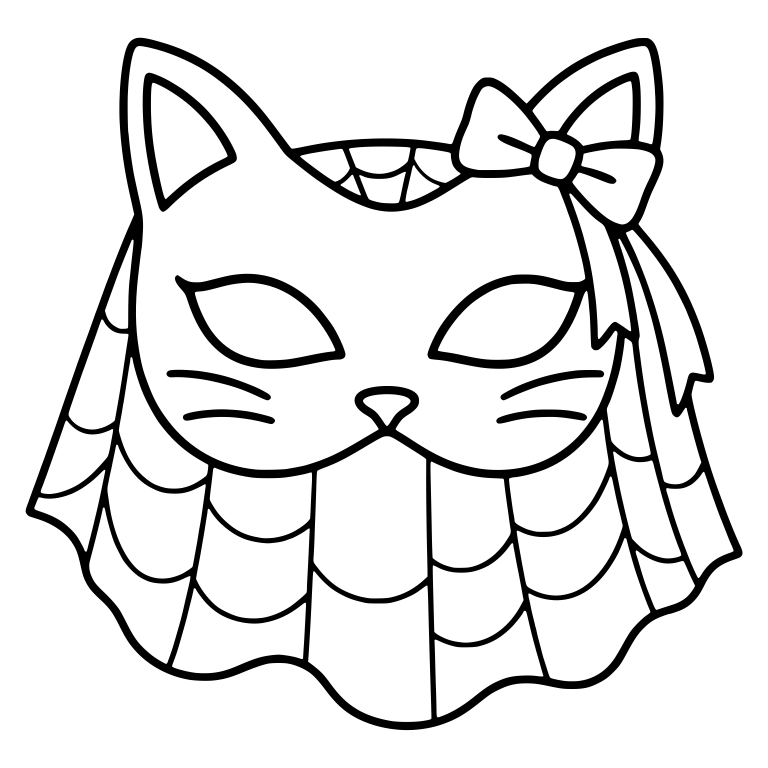 Cat Mask With Side Bow and Cobweb Veil — free animal SVG cut file
