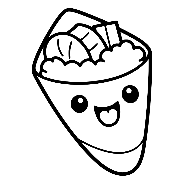 Open Mouth Hand Roll With Rice And Fish Slice — free food SVG cut file