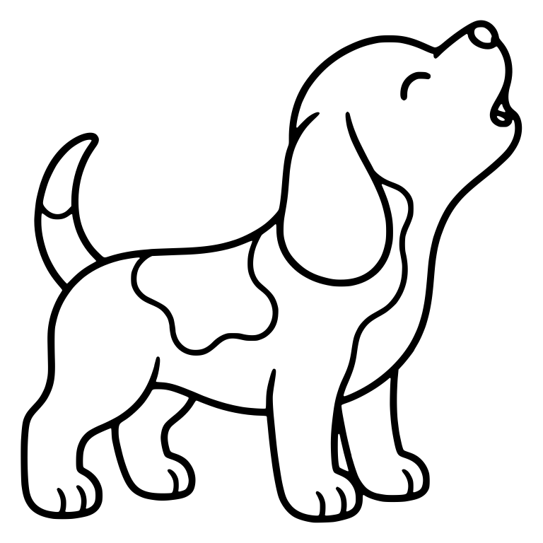 Standing Beagle Puppy Howling Right With Body Spots — free animal SVG cut file
