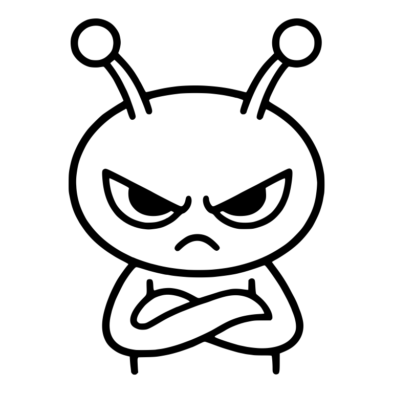 Grumpy Alien With Slanted Brows and Crossed Arms — free fantasy-creature SVG cut file