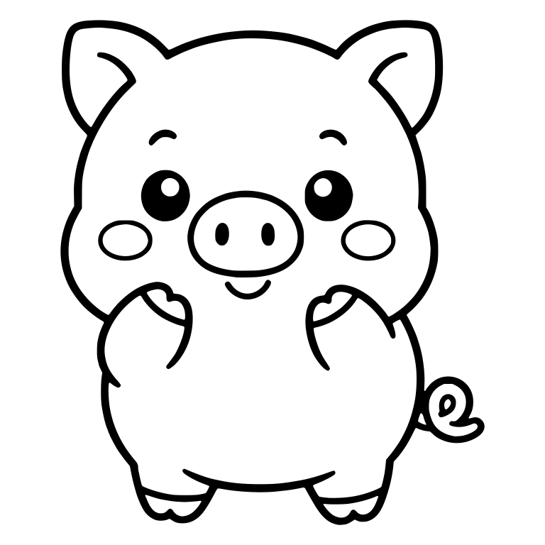 Standing Pig With Paws Up at Cheeks — free animal SVG cut file