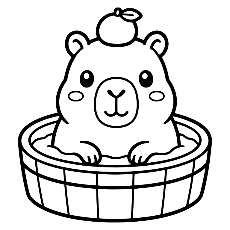 Chubby Capybara in Wooden Tub with Paws on the Rim — free animal SVG cut file
