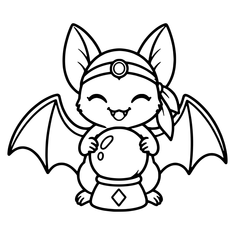 Happy Fortune Teller Bat With Jeweled Headband — free animal SVG cut file