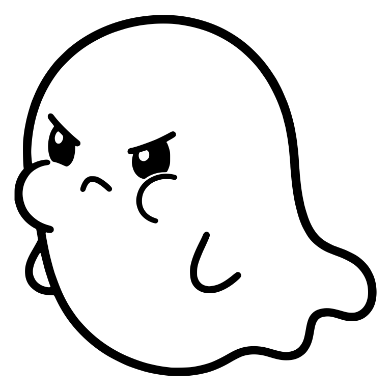 Grumpy Ghost Looking Left with Puffed Cheek and Frown — free fantasy-creature SVG cut file