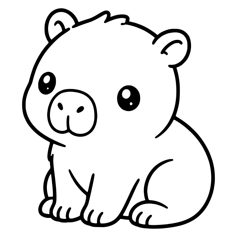 Baby Capybara Sitting With Big Shiny Eyes — free animal SVG cut file