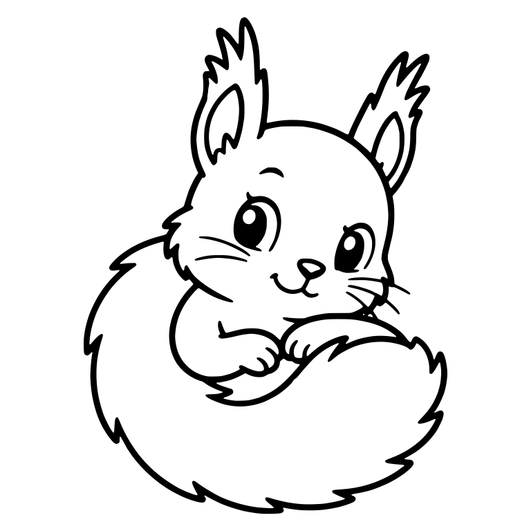 Squirrel Peeking Over Its Big Fluffy Wrapped Tail — free animal SVG cut file