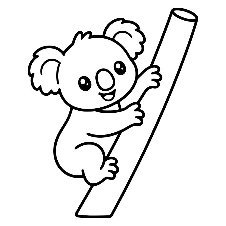 Koala Climbing a Slanted Tree Trunk with Wide Smile — free animal SVG cut file
