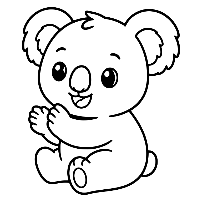 Side-Sitting Baby Koala Clapping Paws Together — free animal SVG cut file
