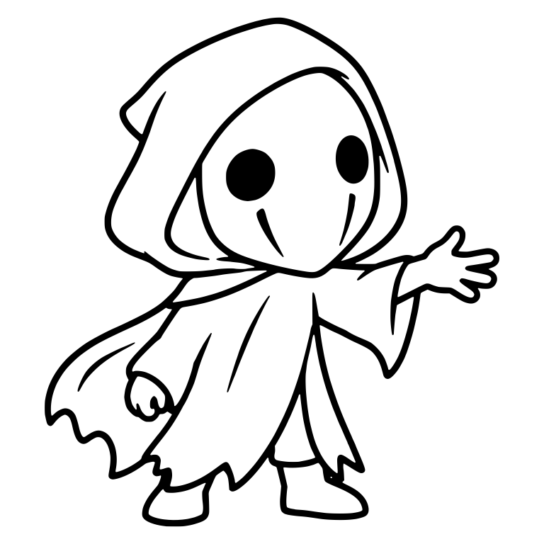 Hooded Ghost With Flowing Tattered Cloak Waving Hello — free fantasy-creature SVG cut file