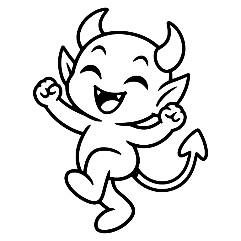 Jumping Little Devil Cheering With Raised Fists — free fantasy-creature SVG cut file