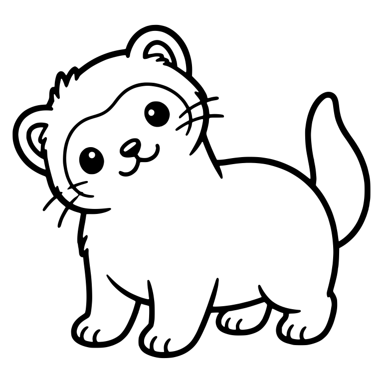 Chubby Kawaii Ferret Standing With Tilted Head — free animal SVG cut file