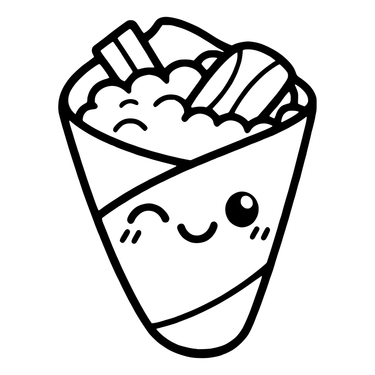 Winking Kawaii Hand Roll With Rice and Fish — free food SVG cut file