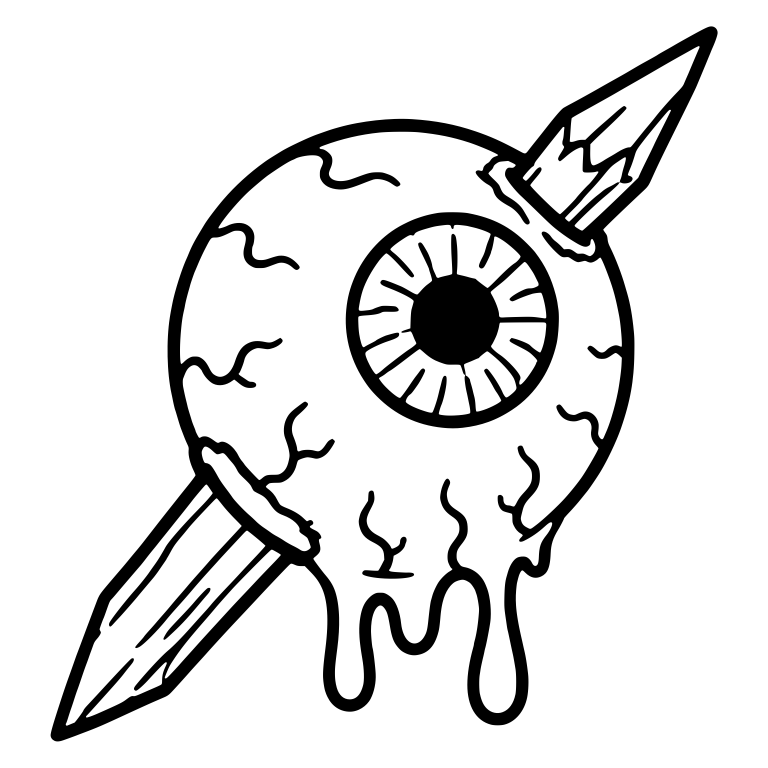 Eyeball Skewered By Slim Diagonal Stake With Drips — free symbol SVG cut file