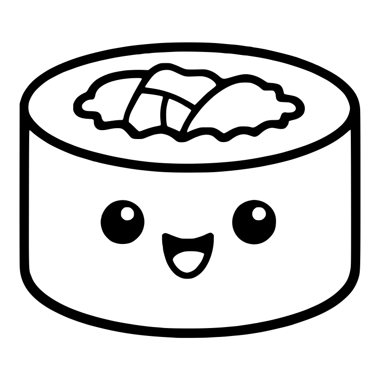 Maki Roll With Ruffled Leafy Filling and Wide Eyes — free food SVG cut file