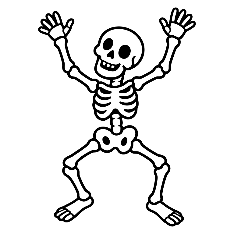 Retro Skeleton Cheering With Both Hands Up — free skeleton SVG cut file