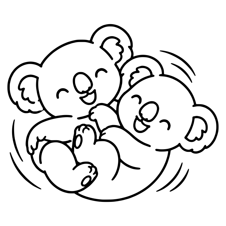 Two Koalas Rolling Together With Motion Lines — free animal SVG cut file