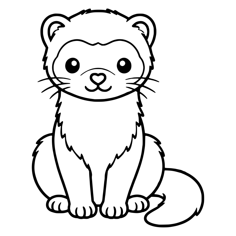Kawaii Ferret Sitting With Heart Shaped Nose — free animal SVG cut file